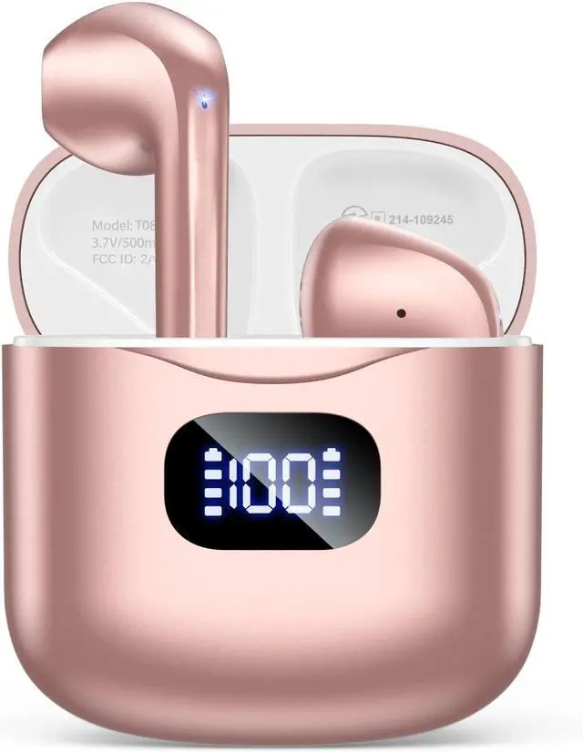 Main image of Wireless Earbuds Bluetooth 5.3 Ear Buds, Bluetooth Headphones with LED Display Charging Case, 40Hrs Playtime Stereo Sound, IPX7 Waterproof in-Ear Earphones with Mic for Phone Tablet Sports, Rose
