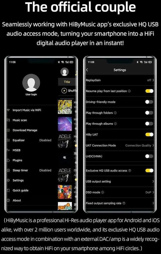 Alt view image 4 of 7 - HiBy FD3 USB DAC, Headphone Amp with 4.4mm+2.5mm+3.5mm Port/Metal Body/Interchangeable Cable