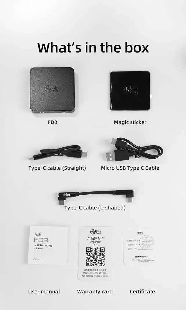 Alt view image 7 of 7 - HiBy FD3 USB DAC, Headphone Amp with 4.4mm+2.5mm+3.5mm Port/Metal Body/Interchangeable Cable
