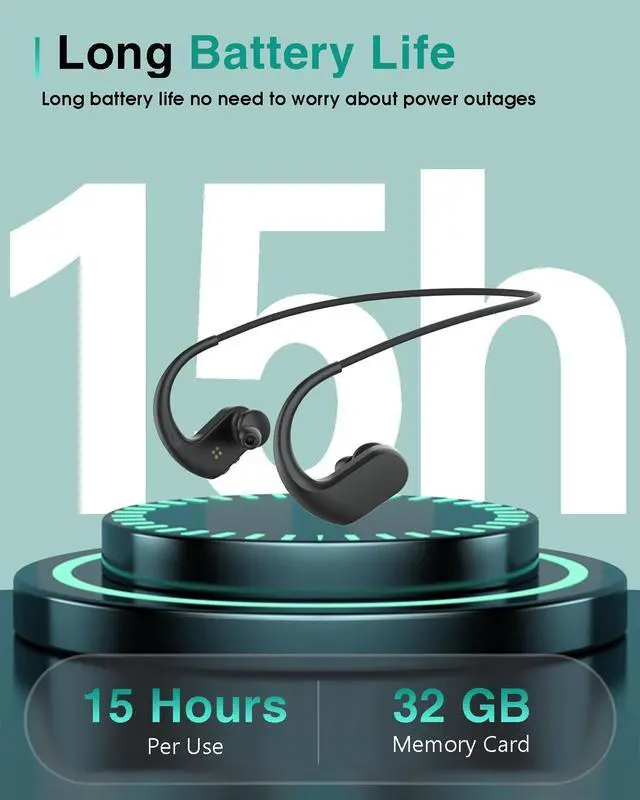 Alt view image 4 of 7 - Bluetooth Headphones, Wireless Headphones with 15 Hours Playtime Bluetooth 5.3 Wireless Earbuds HD Deep Bass Stereo Sound Isolation IP68 Waterproof Earphones for Workout Running Sports(Black)