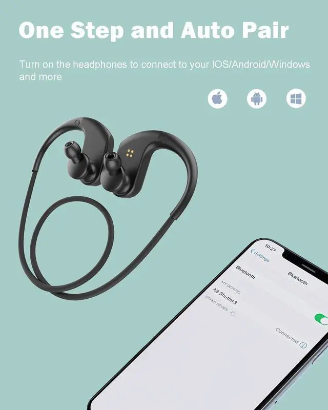 Alt view image 5 of 7 - Bluetooth Headphones, Wireless Headphones with 15 Hours Playtime Bluetooth 5.3 Wireless Earbuds HD Deep Bass Stereo Sound Isolation IP68 Waterproof Earphones for Workout Running Sports(Black)
