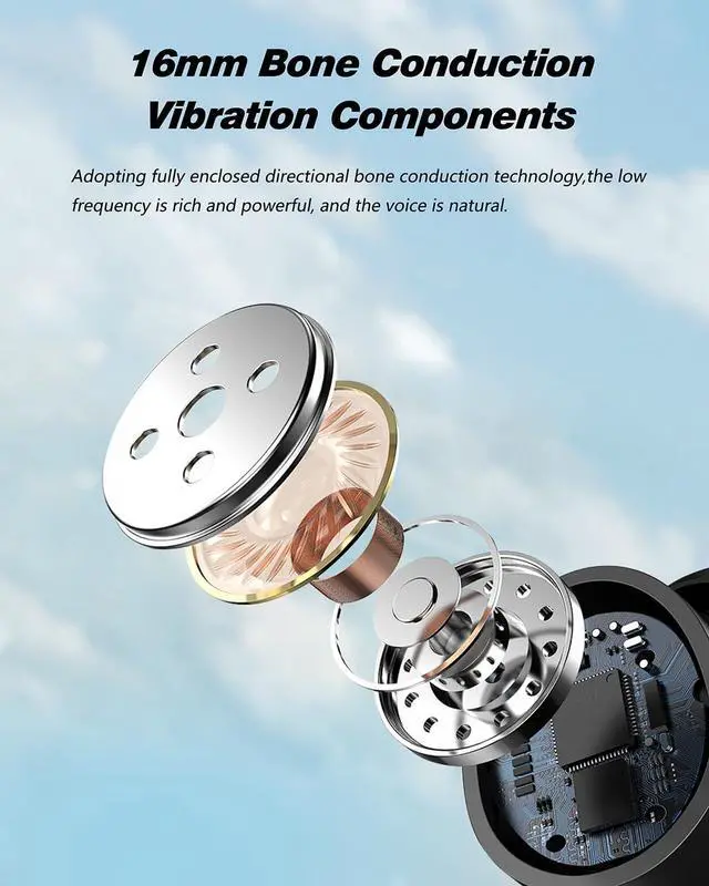 Alt view image 3 of 7 - Ultra-Comfortable Open-Ear sport Headphones for Running,Cycling,Gym,8Hr Premium Sound,Bluetooth5.3,IP56 Sweatproof Bone Conduction Tech,Secure Ergonomic Fit & Clear Calls,Wireless Workout Earphones