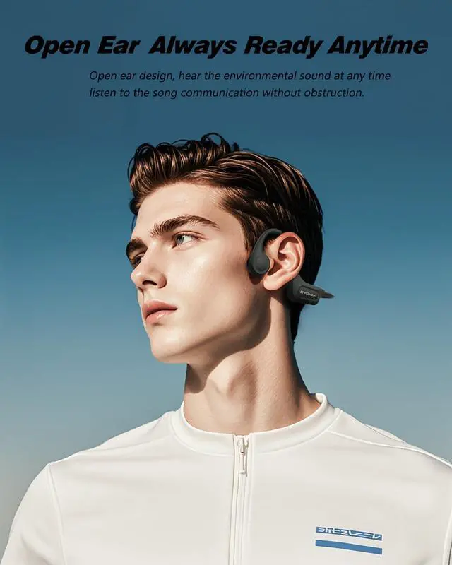 Alt view image 6 of 7 - Ultra-Comfortable Open-Ear sport Headphones for Running,Cycling,Gym,8Hr Premium Sound,Bluetooth5.3,IP56 Sweatproof Bone Conduction Tech,Secure Ergonomic Fit & Clear Calls,Wireless Workout Earphones