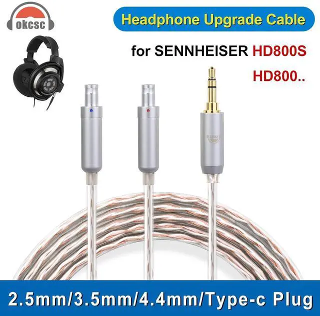 Alt view image 2 of 7 - okcsc HD820 Headphone Cable, for Sennheiser Earbuds, 4 Core Configuration of 30 Pieces per Core, for Sennheiser Dharma HD800s HD820 HD800 D1000 3.5mm Plug 6.56FT