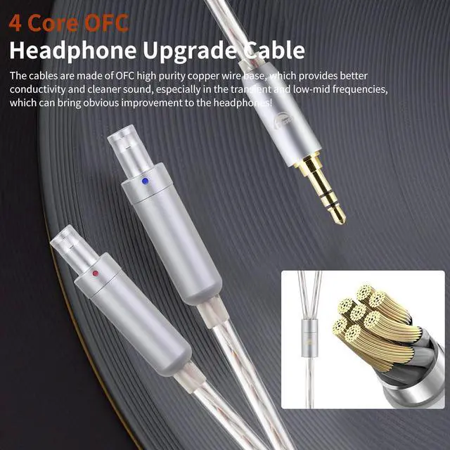 Alt view image 4 of 7 - okcsc HD820 Headphone Cable, for Sennheiser Earbuds, 4 Core Configuration of 30 Pieces per Core, for Sennheiser Dharma HD800s HD820 HD800 D1000 3.5mm Plug 6.56FT