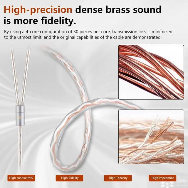 Alt view image 5 of 7 - okcsc HD820 Headphone Cable, for Sennheiser Earbuds, 4 Core Configuration of 30 Pieces per Core, for Sennheiser Dharma HD800s HD820 HD800 D1000 3.5mm Plug 6.56FT