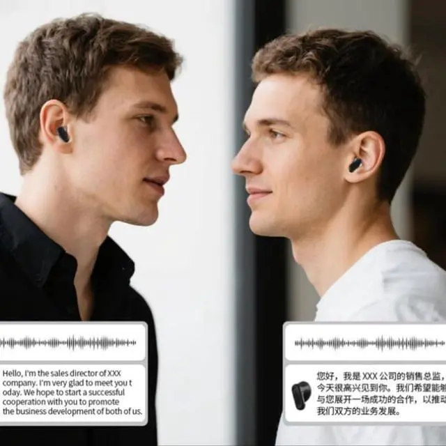 Alt view image 2 of 7 - Ne20 Earbuds, Ne20 Translation Earbuds 140 Language, Ai Translation Earbud Real Time, 48 Hours Battery, LCD Touchscreen Noise Headphones for Travel, Business, Learning (Black +White)