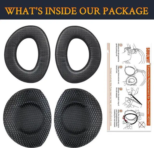 Alt view image 6 of 7 - SOULWIT Lambskin Replacement Earpads for Sennheiser HD700 HD 700 Headphones. Ear Pads Cushions with Durable Mesh Fabric, Noise Isolation Memory Foam - Black
