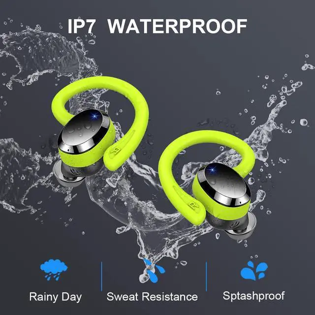 Alt view image 7 of 7 - Wireless Earbuds Sport Bluetooth Headphones 5.4, 2025 Bluetooth Earbuds 4 HD Mic, Over-Ear Buds with Earhooks ENC Noise Canceling Earphones, 48Hrs Stereo, IP7 Waterproof Headset for Workout/Running