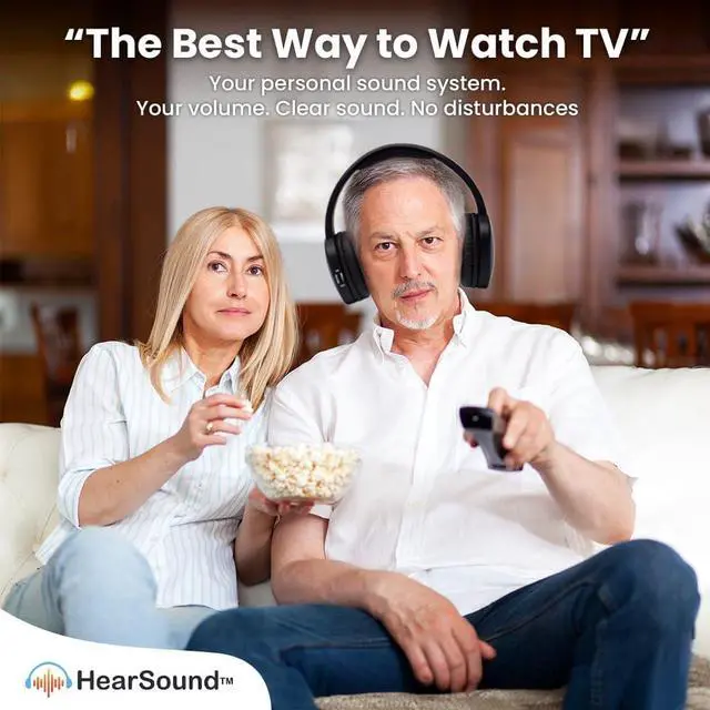 Alt view image 5 of 7 - Wireless Theatre TV Headphones for Hearing Impaired, 100 ft Range, 12 Hour Battery, Digital Audio System for Seniors