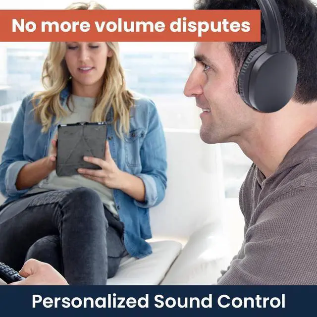 Alt view image 6 of 7 - Wireless Theatre TV Headphones for Hearing Impaired, 100 ft Range, 12 Hour Battery, Digital Audio System for Seniors