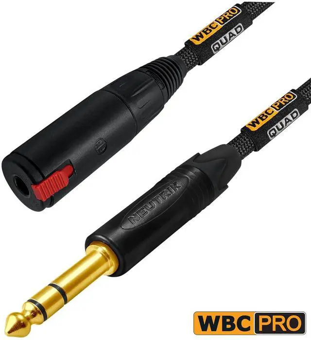 Alt view image 5 of 7 - 35 Foot - WBC-PRO-Quad Ultra-Silent, Ultra-Flexible, Balanced Star-Quad Headphone Extension Cable with ¼ (6.35mm) Neutrik Male TRS Plug to Locking Female TRS Jack & Black Tweed Jacket