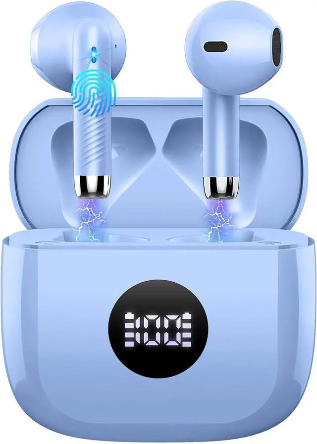 Main image of Jxrev Wireless Earbuds, Bluetooth 5.4 Headphones 6D Stereo, in Ear Earphones with ENC Noise Cancelling Mics, 40H Playback with Dual LED Display, IP7 Waterproof Ear Buds with Fast Charging Mini Case