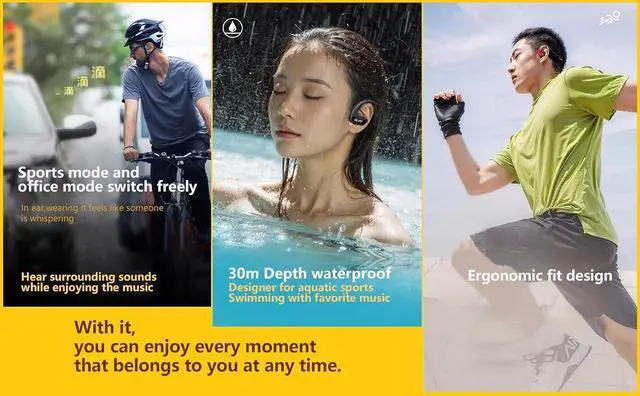 Alt view image 5 of 7 - Swimming Headphone Underwater Waterproof Bluetooth ipx8 Black 32G MP3 Player,in Ear no Falling, for Running Diving Cycling Hiking Gym Spa Other Sports(Black)