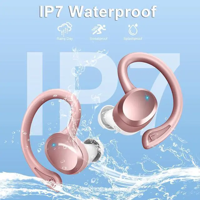 Alt view image 7 of 7 - Wireless Earbuds Sport Bluetooth Headphones 5.4, 2025 Bluetooth Earbuds 4 HD Mic, Over-Ear Buds with Earhooks ENC Noise Canceling Earphones, 48Hrs Stereo, IP7 Waterproof Headset for Workout/Running