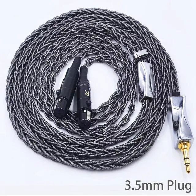 Alt view image 2 of 7 - Audio Cable,8N Single Crystal Silver-Plated Mixed Cord Compatible with Audeze LCD-3 LCD-4 LCD-X LCD-XC MEZE Empyrean Elite Kennerton Thror Vali Headphone 3.5mm Plug, Dark Grey