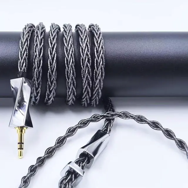 Alt view image 3 of 7 - Audio Cable,8N Single Crystal Silver-Plated Mixed Cord Compatible with Audeze LCD-3 LCD-4 LCD-X LCD-XC MEZE Empyrean Elite Kennerton Thror Vali Headphone 3.5mm Plug, Dark Grey