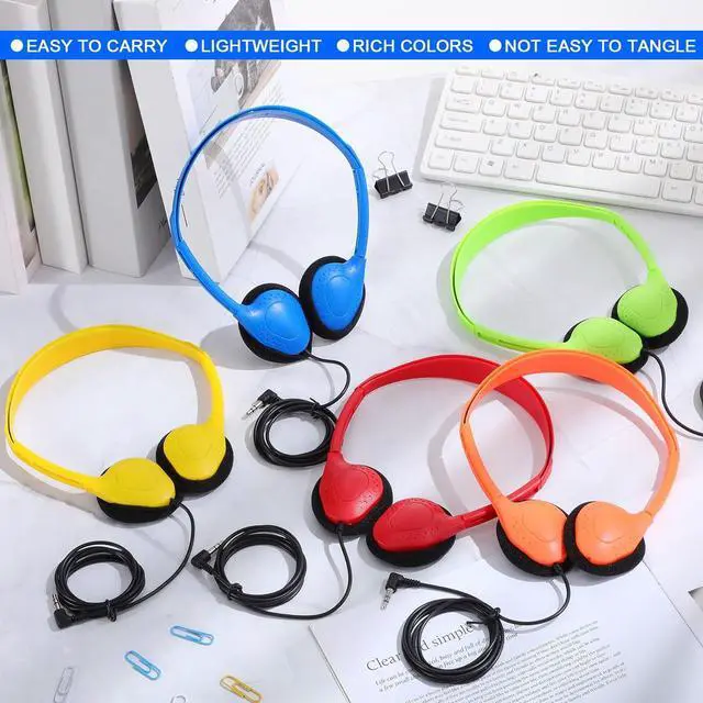 Alt view image 5 of 6 - 150 Pcs Classroom Headphones Bulk Class Set Adjustable Wired School Wholesale Headphones Bulk Students on Ear Earphones with 3.5mm Jack for Children Gift, Teacher Supplies(Bright Color)