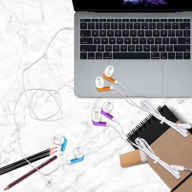 Alt view image 4 of 7 - Kids Bulk Earbuds Headphones 200 Pack Multi Colored Wholesale Wired Earphones Perfect for School Classroom Libraries Students (10 Colors)