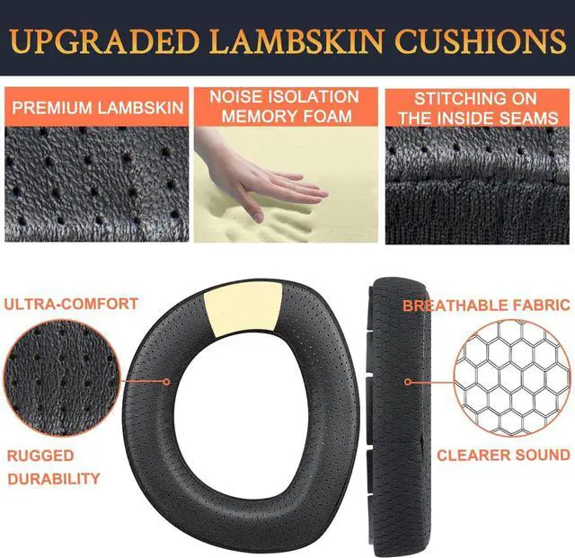 Alt view image 4 of 7 - SOULWIT Lambskin Replacement Earpads for Sennheiser HD800/HD800S HD 800 Headphones. Ear Pads Cushions with Durable Mesh Fabric, Noise Isolation Memory Foam - Black