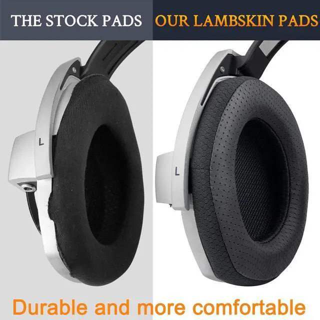 Alt view image 5 of 7 - SOULWIT Lambskin Replacement Earpads for Sennheiser HD800/HD800S HD 800 Headphones. Ear Pads Cushions with Durable Mesh Fabric, Noise Isolation Memory Foam - Black