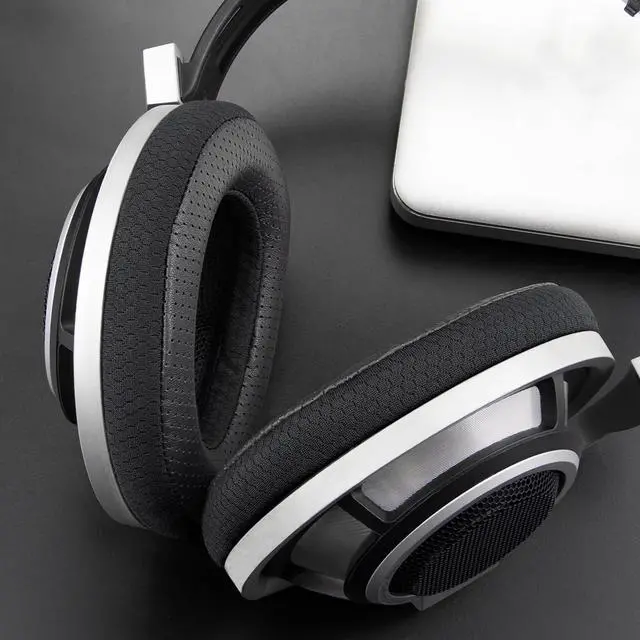 Alt view image 3 of 7 - SOULWIT Lambskin Replacement Earpads for Sennheiser HD800/HD800S HD 800 Headphones. Ear Pads Cushions with Durable Mesh Fabric, Noise Isolation Memory Foam - Black