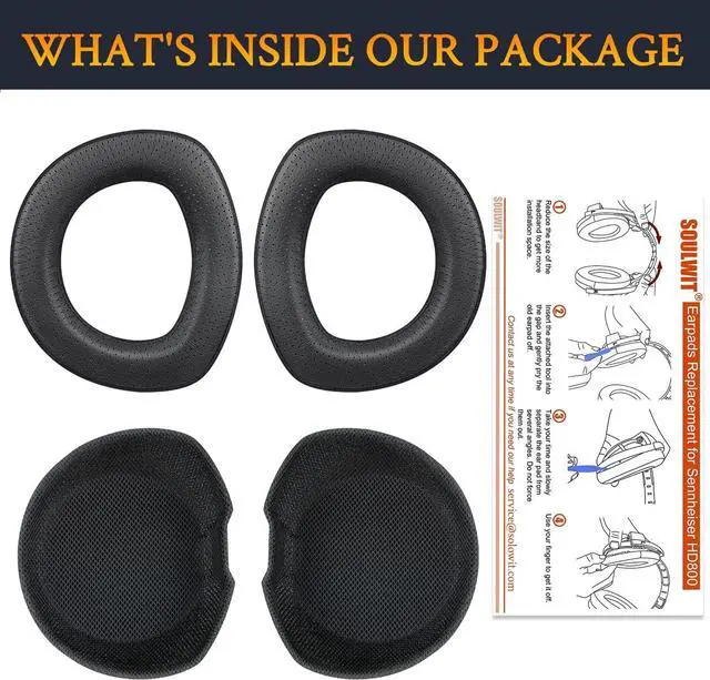 Alt view image 7 of 7 - SOULWIT Lambskin Replacement Earpads for Sennheiser HD800/HD800S HD 800 Headphones. Ear Pads Cushions with Durable Mesh Fabric, Noise Isolation Memory Foam - Black