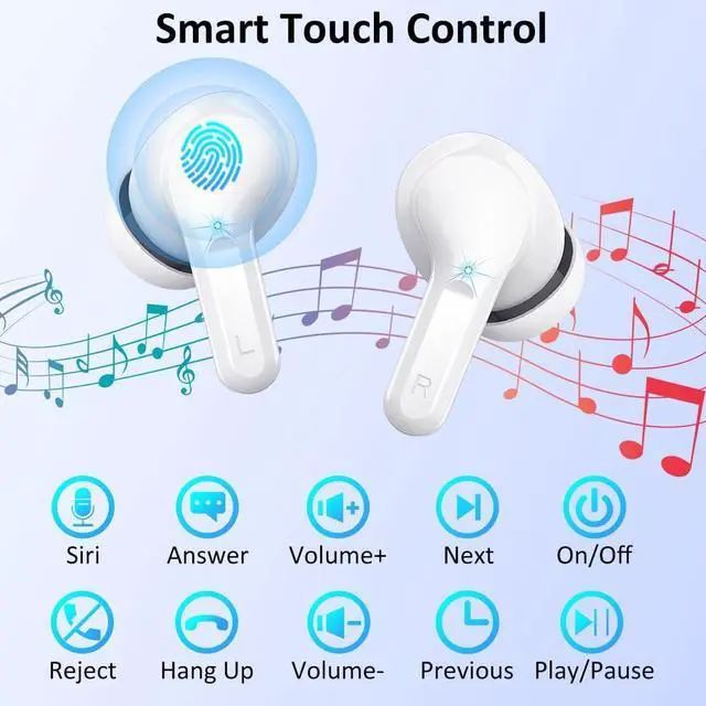 Alt view image 6 of 7 - Wireless Earbuds, Bluetooth 5.3 Headphones 2025 NEW Ear Buds 40H Bass Stereo in-Ear Earphones ENC Noise Cancelling Earbuds with 4 HD Mic, USB-C LED Display IP7 Waterproof Sport Headset for Android iOS