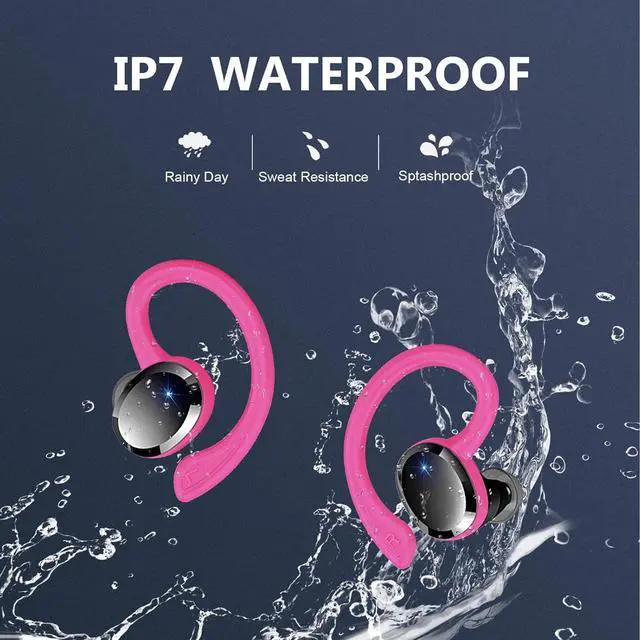 Alt view image 6 of 7 - Wireless Earbuds Sport Bluetooth Headphones 5.4, 2025 Bluetooth Earbuds 4 HD Mic, Over-Ear Buds with Earhooks ENC Noise Canceling Earphones, 48Hrs Stereo, IP7 Waterproof Headset for Workout/Running