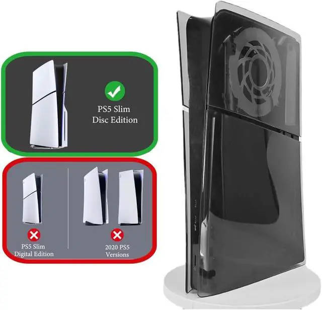 Alt view image 4 of 5 - Transparent Cover Plates for PS5 Slim Console Disc Edition Faceplate Clear Replacement Shell (Transparency Black)