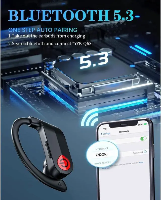 Alt view image 3 of 7 - TWS Headphones Wireless Earbuds Compatible with Samsung Galaxy S25/Plus/Ultra, Earphones Ear Hook True Stereo Headset Hands-Free Mic