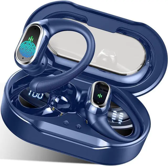 Main image of Wireless Earbuds, 2025 Bluetooth 5.4 Headphones Sport, Bluetooth Earbuds with ENC Noise Canceling Mic, 50H Stereo Wireless Headphones IP6-4 Waterproof with Earhooks, Dual LED Display