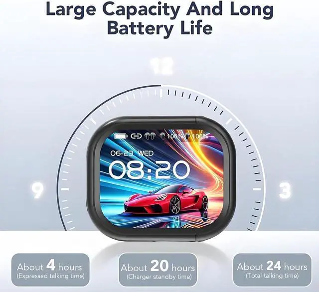 Alt view image 4 of 7 - NE20 Translation Earbuds, AI Translator Earbuds Real Time, Bluetooth 5.4 Earphones LED Display,140 Two-Way Language Translator Earphones, Noise Headphones for Travel, Business, Learning(Black+White)