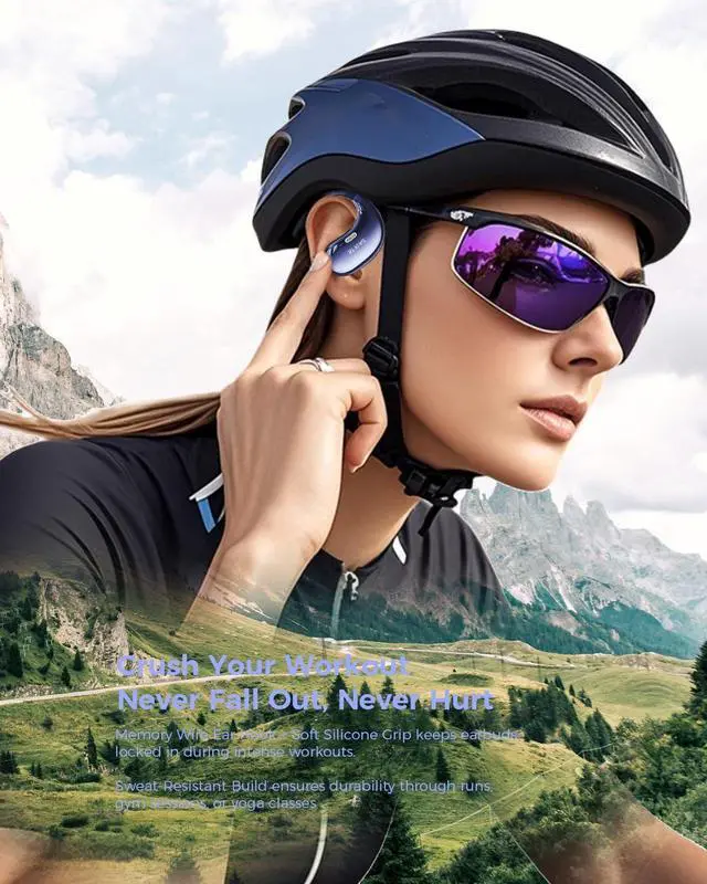 Alt view image 4 of 7 - Open Ear Bluetooth Headphones, Ear Hook Headphones, Wireless Ear Buds with Earhooks, Touch Control Earphones Sport Headsets for Running, Hiking & Outdoors