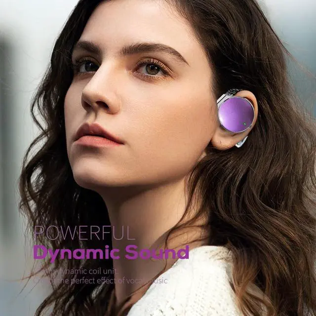 Alt view image 6 of 6 - Ear Hook Earbuds Bluetooth 5.4 Secure Fit Wireless Headphones, Open-Ear Design with Over-Ear Hooks, 52H Playtime, HD Mic Bluetooth Headphones Connect 2 Devices for Work