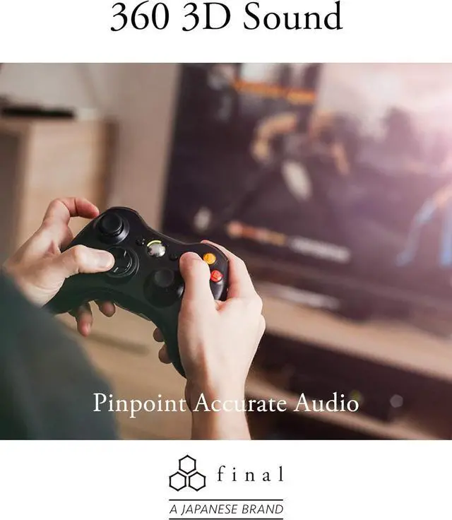 Alt view image 2 of 6 - Final VR3000 Gaming Earphones - Immersive Open World Adventure Gaming - In-Line Microphone & Controls - Black