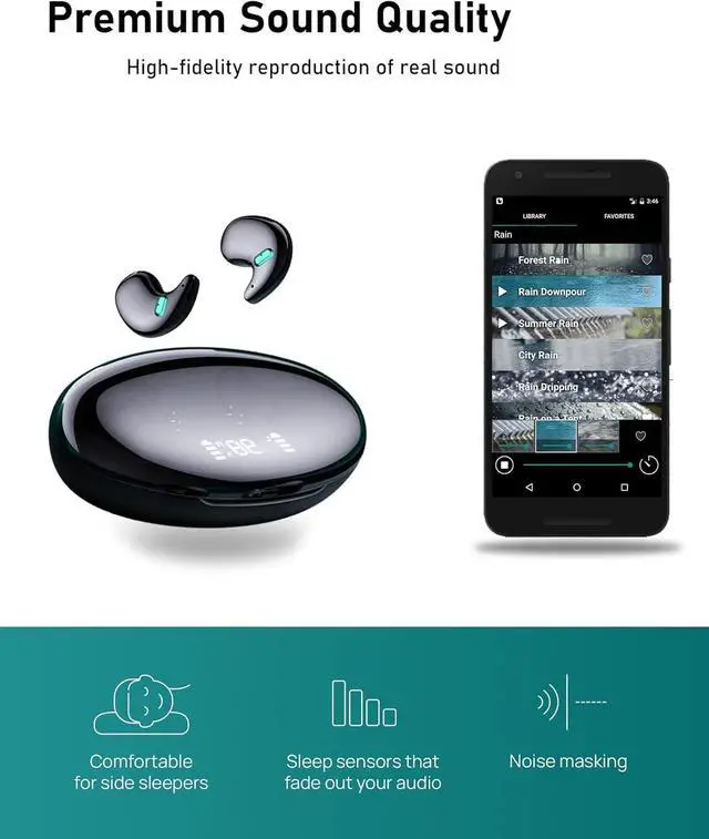 Alt view image 6 of 7 - Sleep Headphones Bluetooth Wireless Sleep Earbuds with Microphones Comfortable Earphones for Sleeping Hands-Free Earbuds for Side Sleepers (Black)