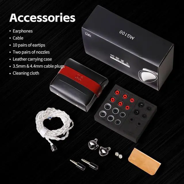 Alt view image 7 of 7 - SHANLING MG100 HiFi Headphones in-Ear, Hi-Res Dynamic Driver iems,Wired Audiophile Earphones,Detachable MMCX Cable,3.5/4.4mm Plug,Sound Tunning Nozzles