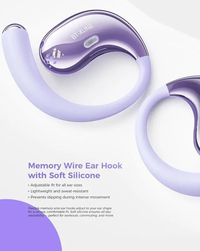 Alt view image 7 of 7 - Micool Open Ear Headphones Bluetooth 6.0, Clip On Earbuds Wireless with 36H Playtime, Noise Cancelling Comfort Fit Sports Headphones