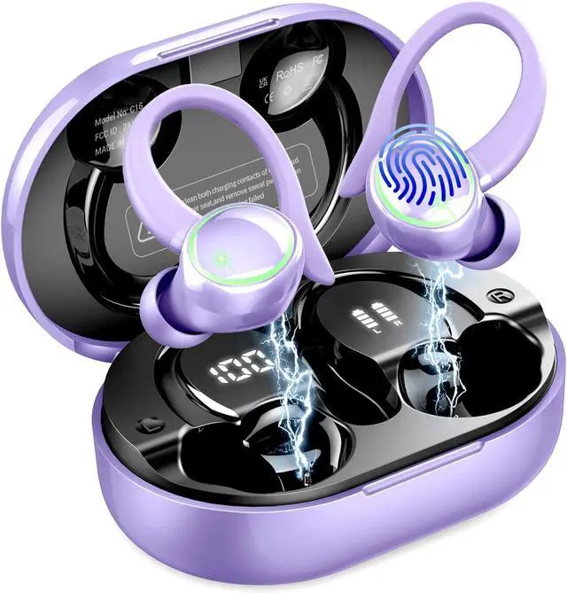 Main image of Wireless Earbuds, Bluetooth 5.4 Headphones Sports, 50H Playback Over-Ear Buds with ENC Noise Cancelling Mic, Deep Bass Fitness Earphones IP7 Gym Running Workout with Earhooks