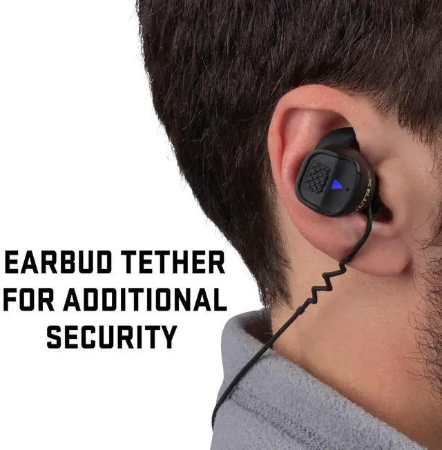Alt view image 2 of 5 - ULTRX Bionic Fuse Bluetooth Earbuds w/Charging Case - in-Ear True Wireless Sport Buds with Ear Hooks - Fast Charging - Dark Gray