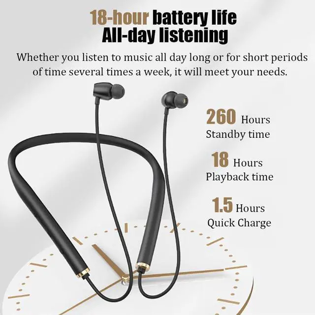 Alt view image 4 of 6 - Neckband Headphones in-Ear Wireless Earbuds 18 H Playtime Stereo Deep Bass Wireless Magnetic Waterproof Around in Ear Headset Immersive Bass for Home, Traveling, Outdoor, Business Trips