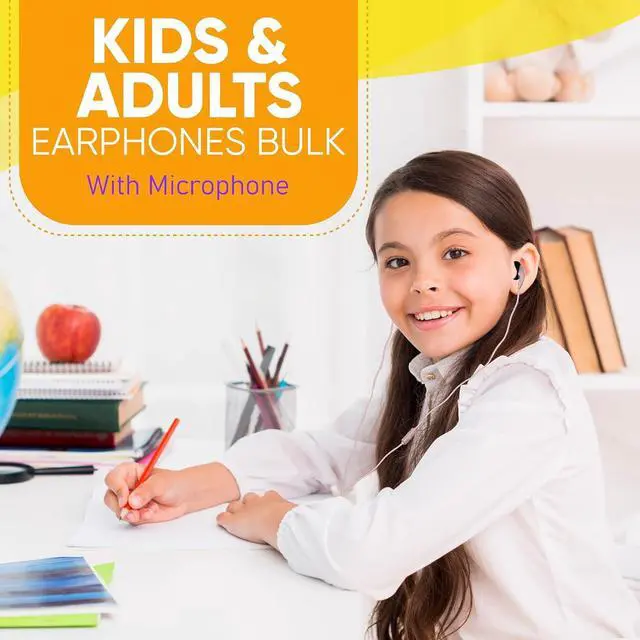 Alt view image 2 of 7 - 100 Pack Bulk Wired in-Ear Earphone Headphones with Microphone, Remote Controller, 3.5mm Connector and Sponge Covers, Multi