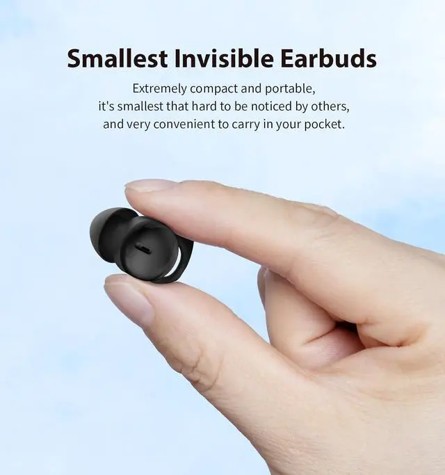 Alt view image 4 of 7 - Invisible Sleep Headphones,Sleep Earbuds for Side Sleepers,Comfortable Noise Blocking Sleep Ear Buds,Bluetooth 5.3 Wireless Earbuds, in-Ear Ear Buds for Sleeping,Driving,Cycling - Black