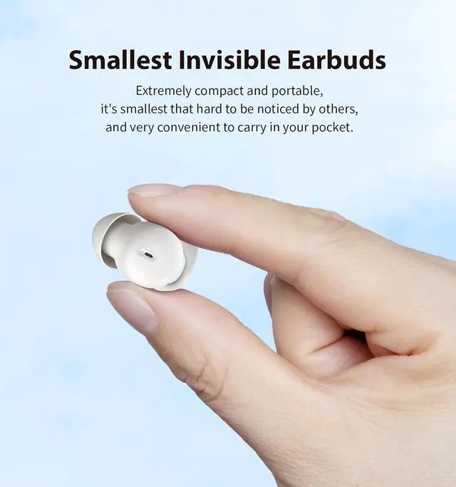 Alt view image 4 of 7 - Invisible Sleep Headphones,Sleep Earbuds for Side Sleepers,Small Comfortable Fit Noise Blocking Sleep Ear Buds,Bluetooth 5.3 Wireless Earbuds, in-Ear Ear Buds for Sleeping, Working - White