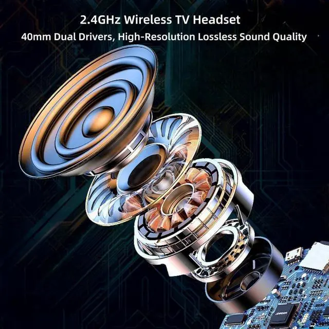 Alt view image 2 of 7 - Wireless TV Headphones, Wireless Headset for TV Watching with Transmitter Charging Dock, Plug and Play Over Ear Headsets for Seniors, 2.4G RF & Bluetooth Headset, No Audio Delay, Compatible All TVs