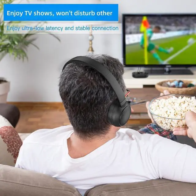 Alt view image 5 of 7 - Wireless TV Headphones, Wireless Headset for TV Watching with Transmitter Charging Dock, Plug and Play Over Ear Headsets for Seniors, 2.4G RF & Bluetooth Headset, No Audio Delay, Compatible All TVs