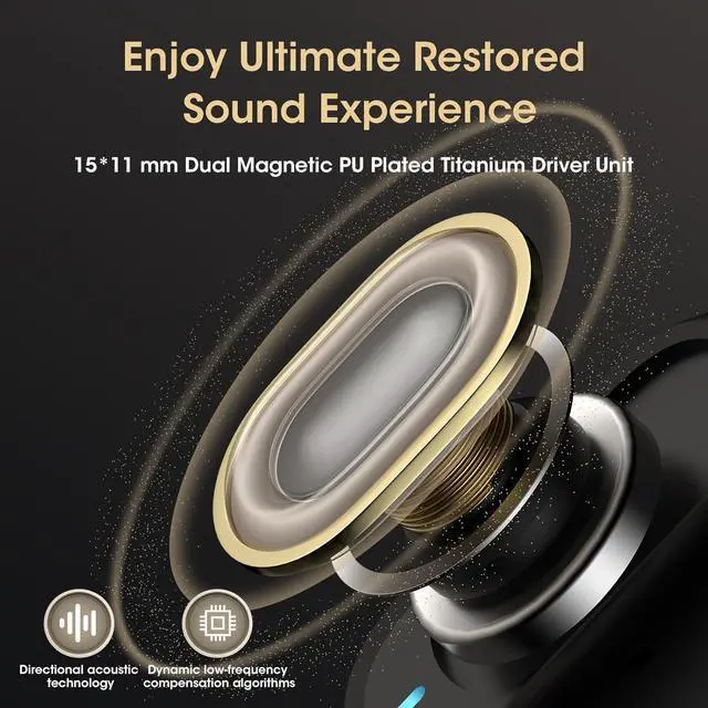 Alt view image 2 of 7 - Open Ear Headphones, Bluetooth 5.4 Wireless Headphones with Earhook, Stereo Sound by Runway-Type Speaker, 3 EQ Modes, 48H Play, Lightweight, Comfort Wireless Earbuds for Running Sport Workout (Black)
