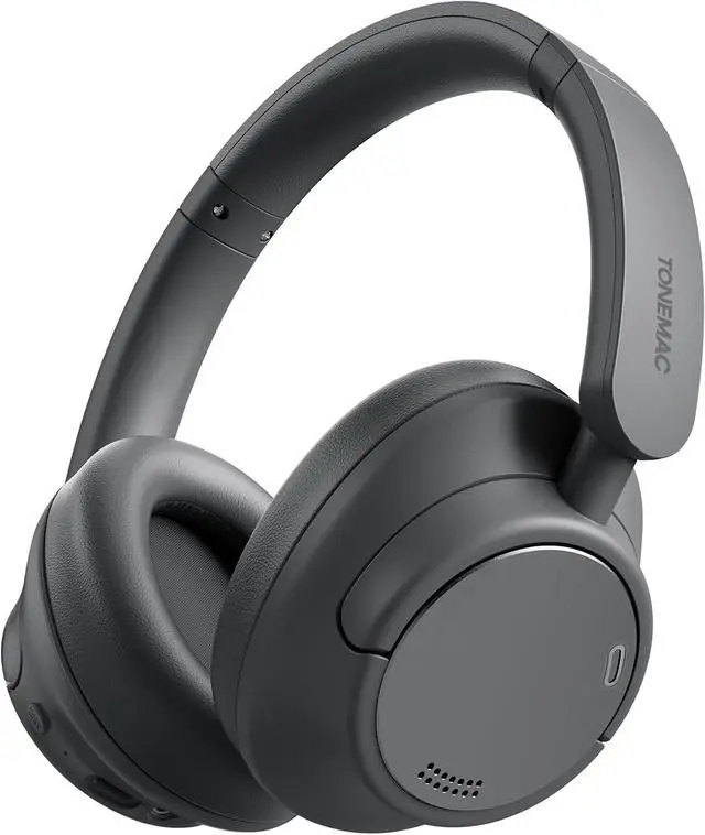 Main image of TONEMAC H7Pro Bluetooth Headphones with -45dB Hybrid Active Noise Cancelling, 80H Playtime Wireless Over-Ear Headphones, Immersive Deep Bass Stereo, 4-Mic ENC Clear Calls, Personalized Comfort, Black