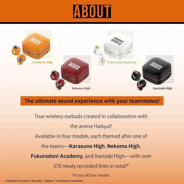 Alt view image 3 of 7 - AVIOT TE-Q3-HK Haikyu Collaboration Wireless Earbuds Officially Licensed (Exclusive Edition), Special Japanese Voice, Noise Cancelling Wireless Earbuds, Bluetooth 5.3 (Inarizaki High)